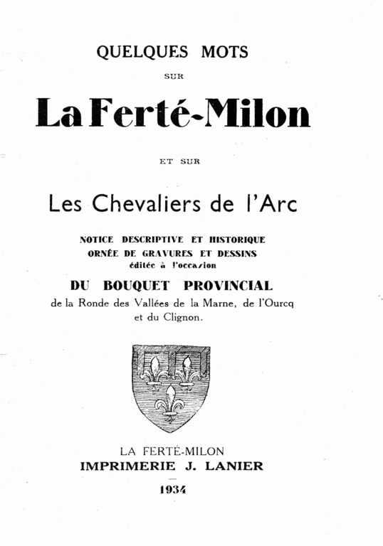 Livret du bouquet provincial de 1934