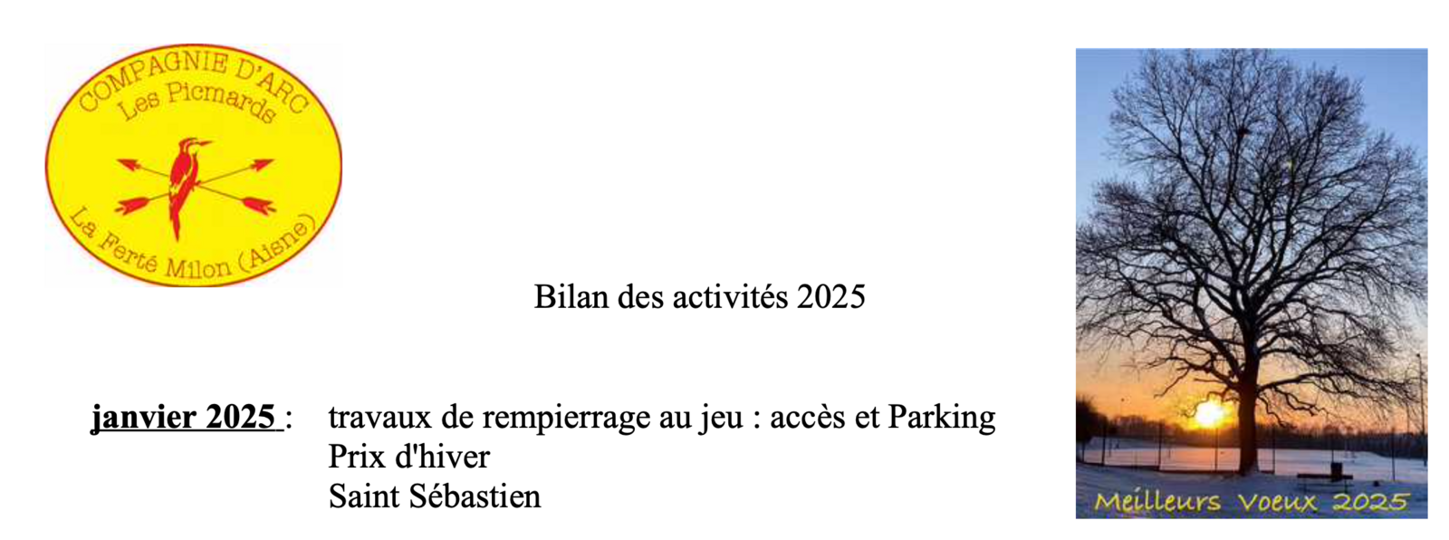 bilan des activités de l'année 2025